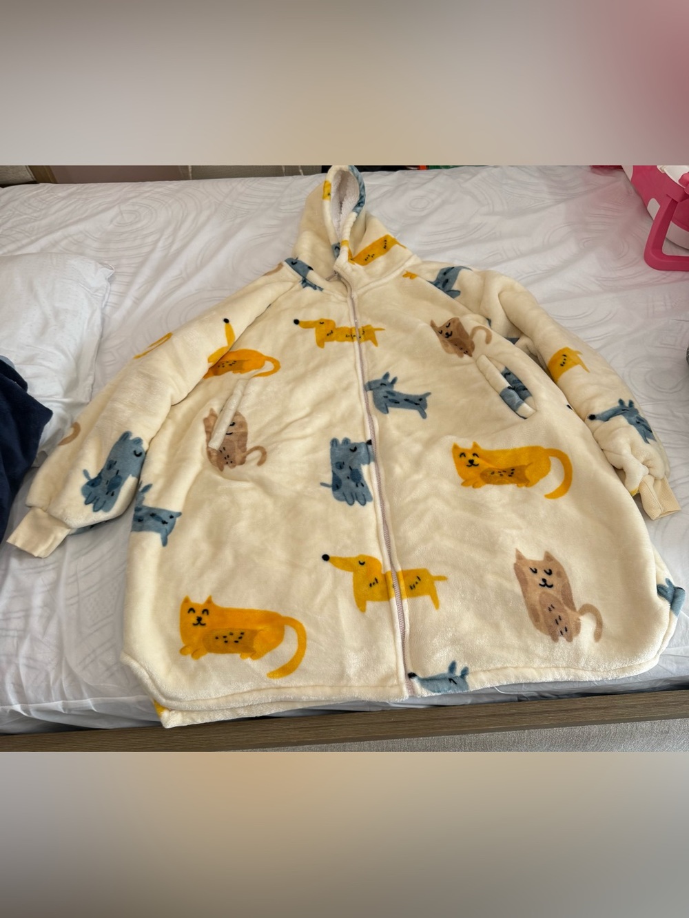 Wearable Zip Up Hooded Blanket Pet Warm Sherpa
